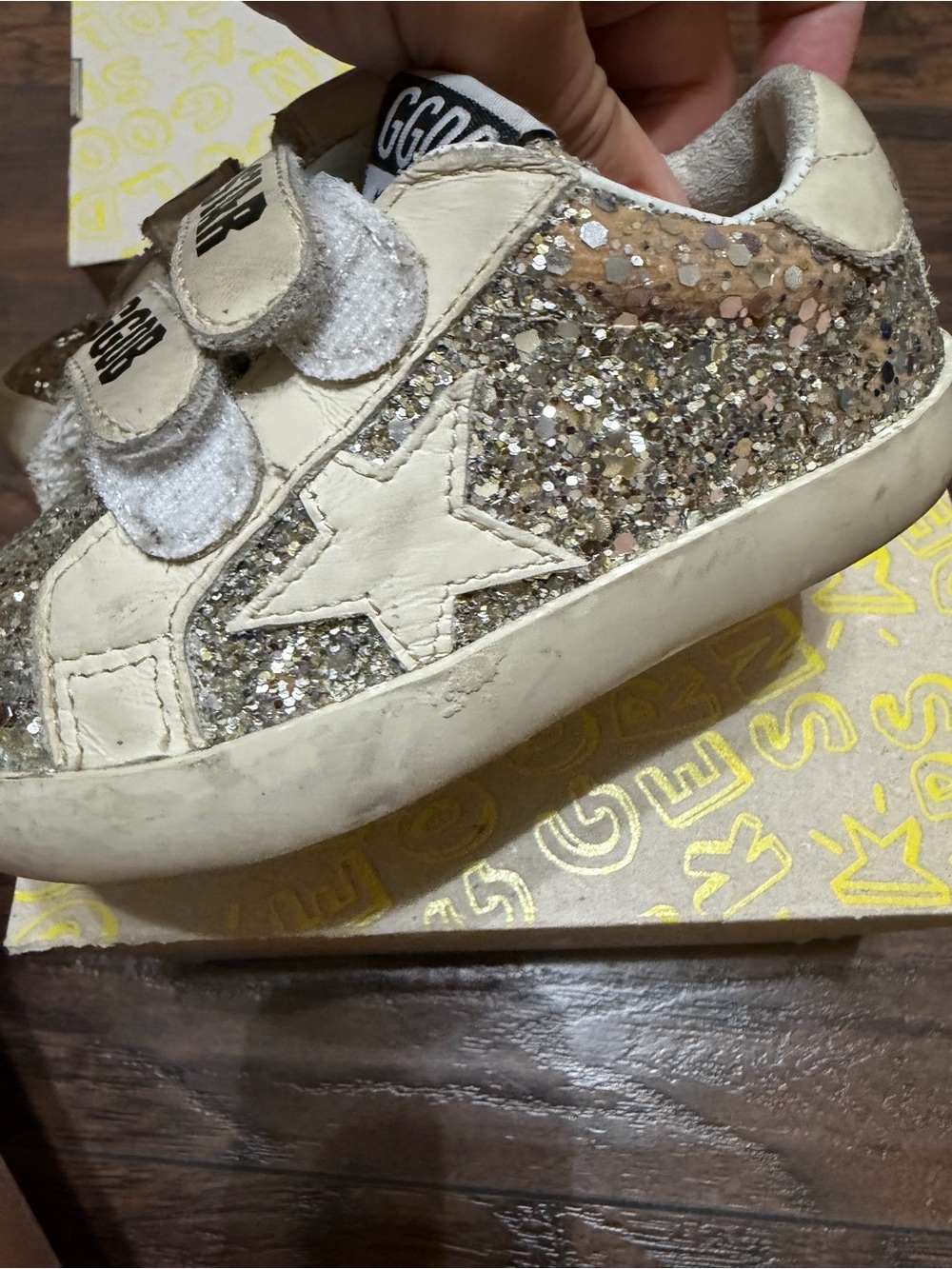 Gold Glitter Star Kids Sneakers